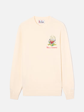 Off white Heron Rundhalspullover aus leichter Woll- und Kaschmirmischung mit Scrooge-McDuck-Stickerei | Special edition 