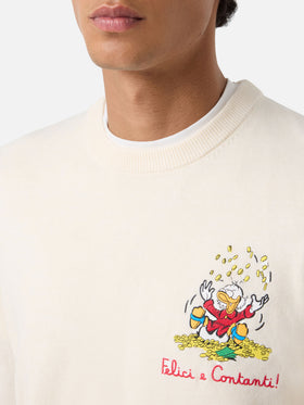 Off white Heron Light wool and cashmere blend crewneck with Scrooge McDuck embroidery | Special edition