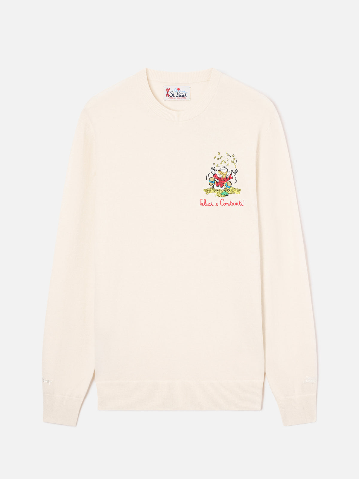 Off white Heron Light wool and cashmere blend crewneck with Scrooge McDuck embroidery | Special edition
