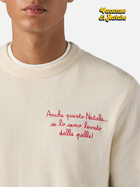 Crewneck sweater Heron Light with Anche questo Natale se lo semo levato dalle palle! embroidery | VACANZE DI NATALE SPECIAL EDITION