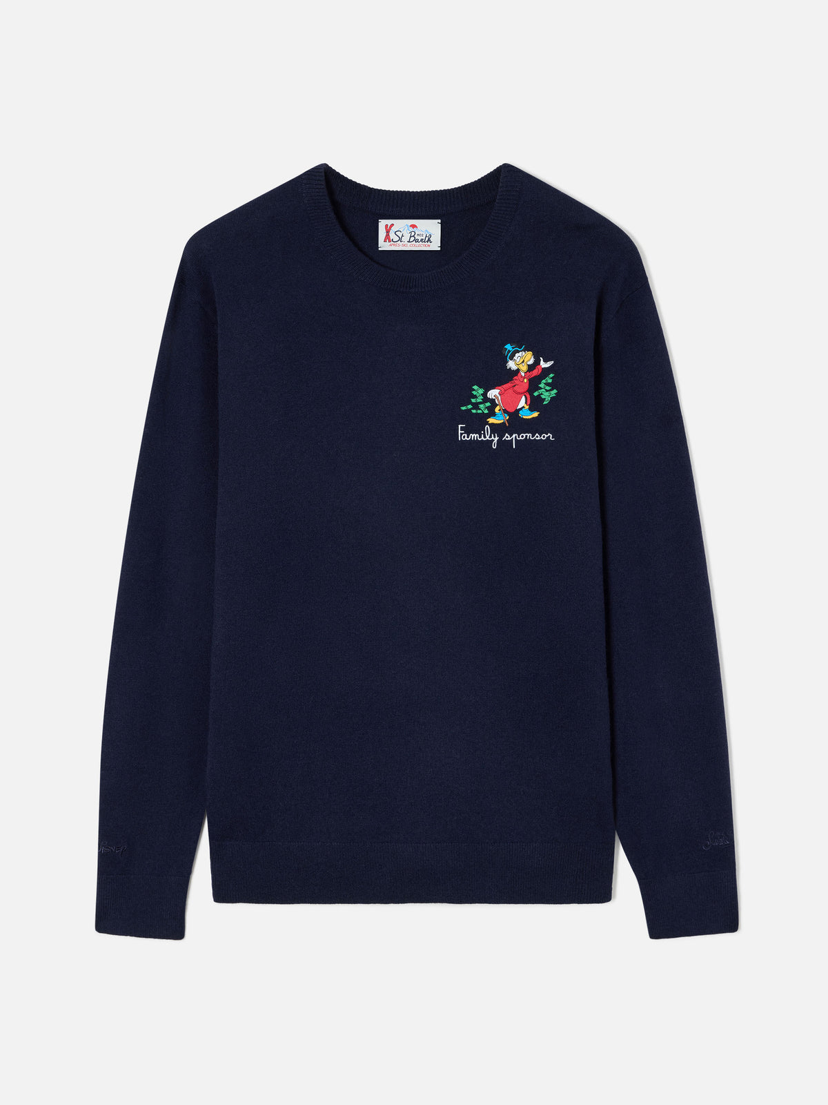Navy blue Heron Light wool and cashmere blend crewneck with Scrooge McDuck embroidery | Special edition