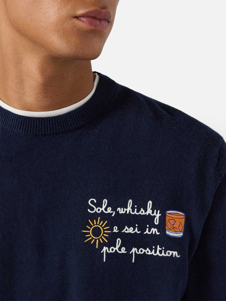 Maglione a girocollo Heron Light con ricamo Sole, wishky e sei in pole position! | VACANZE DI NATALE SPECIAL EDITION