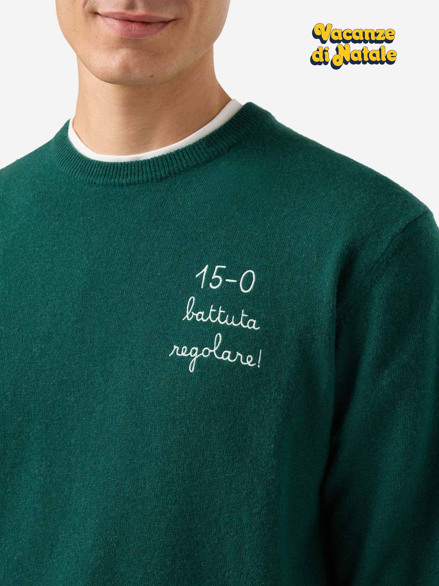 Crewneck sweater Heron Light with 15/0 battuta regolare! embroidery | VACANZE DI NATALE SPECIAL EDITION