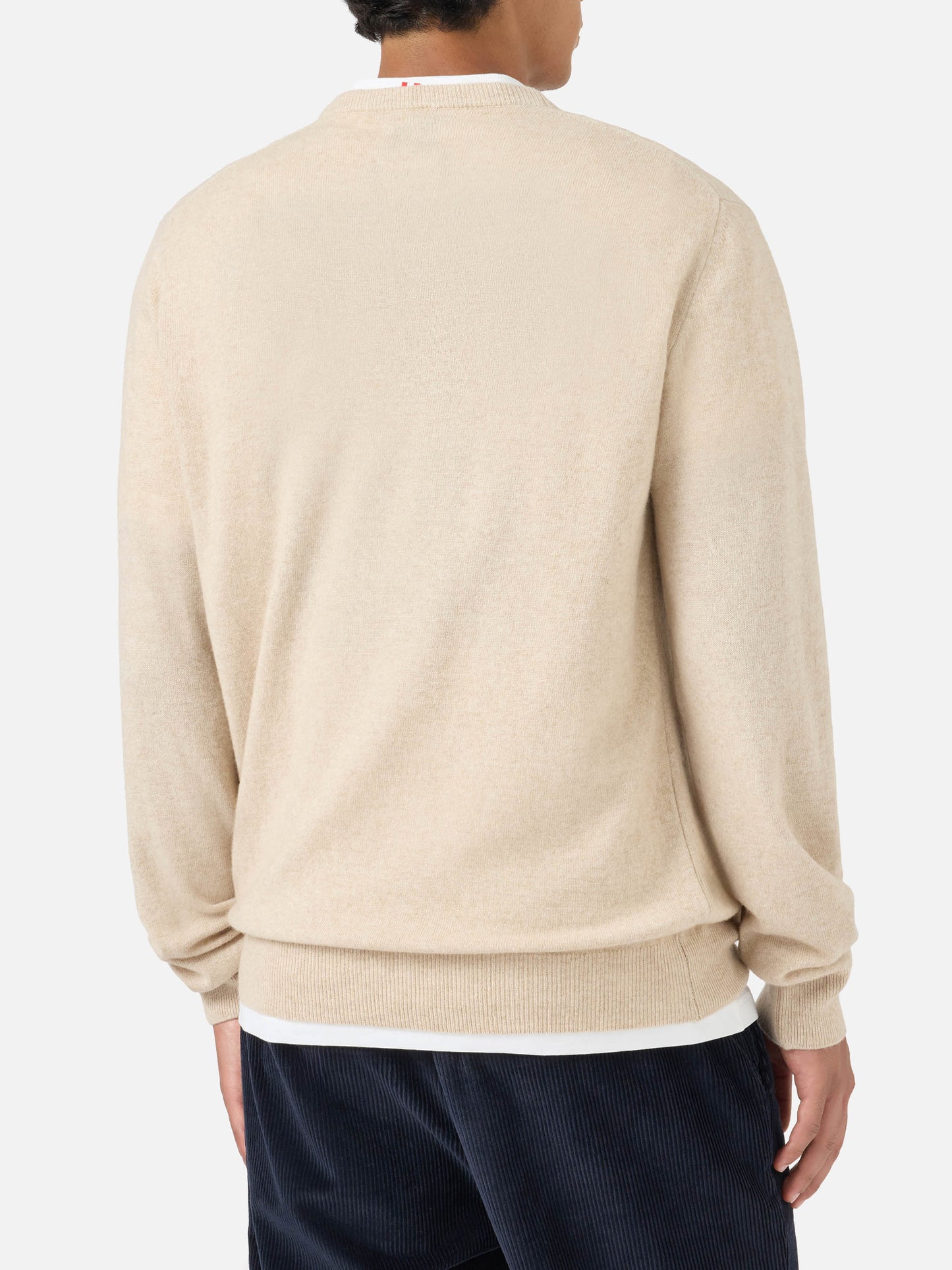 Heron Light crewneck knitwear in beige with Wall Street Money Sleep embroidery