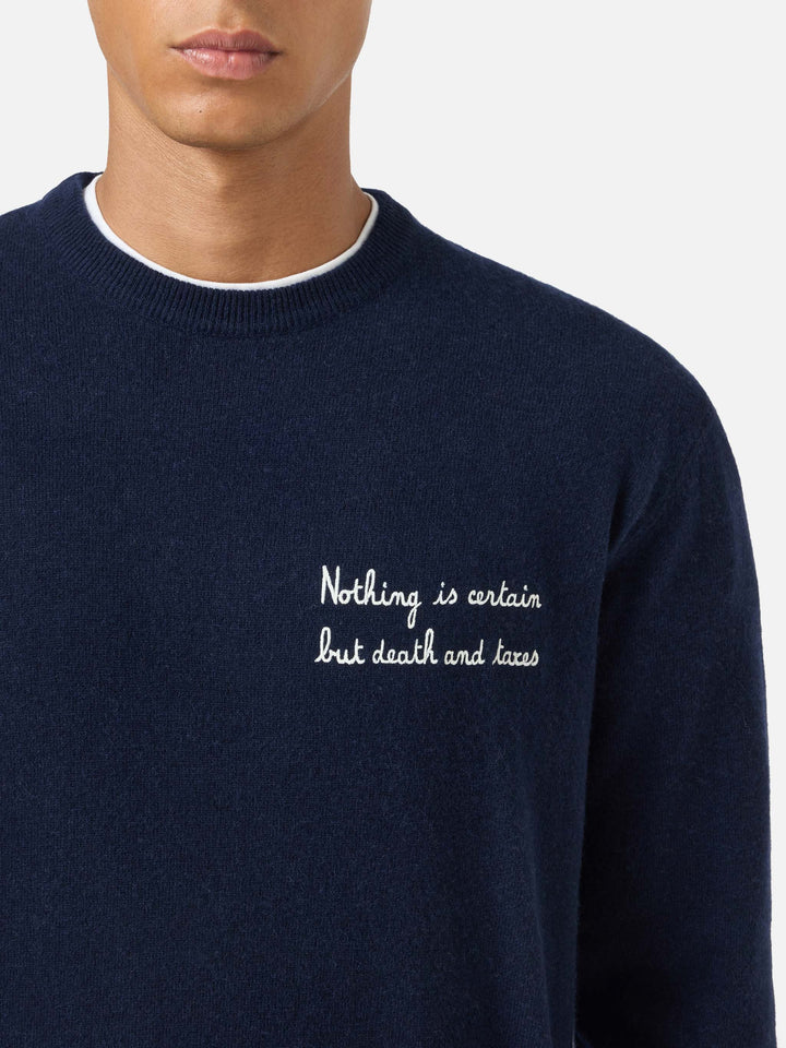 Maglione Heron Light girocollo blu navy con ricamo