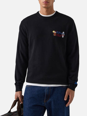 Black Heron Light wool and cashmere blend crewneck with Rum & Cola embroidery
