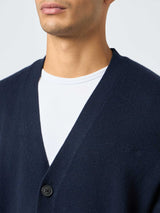 Maglione cardigan blu navy in misto cashmere da uomo Herrison