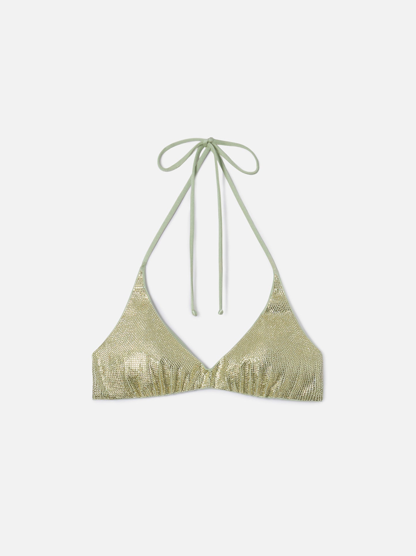 Hespera bralette bikini top in aqua green with applied rhinestones