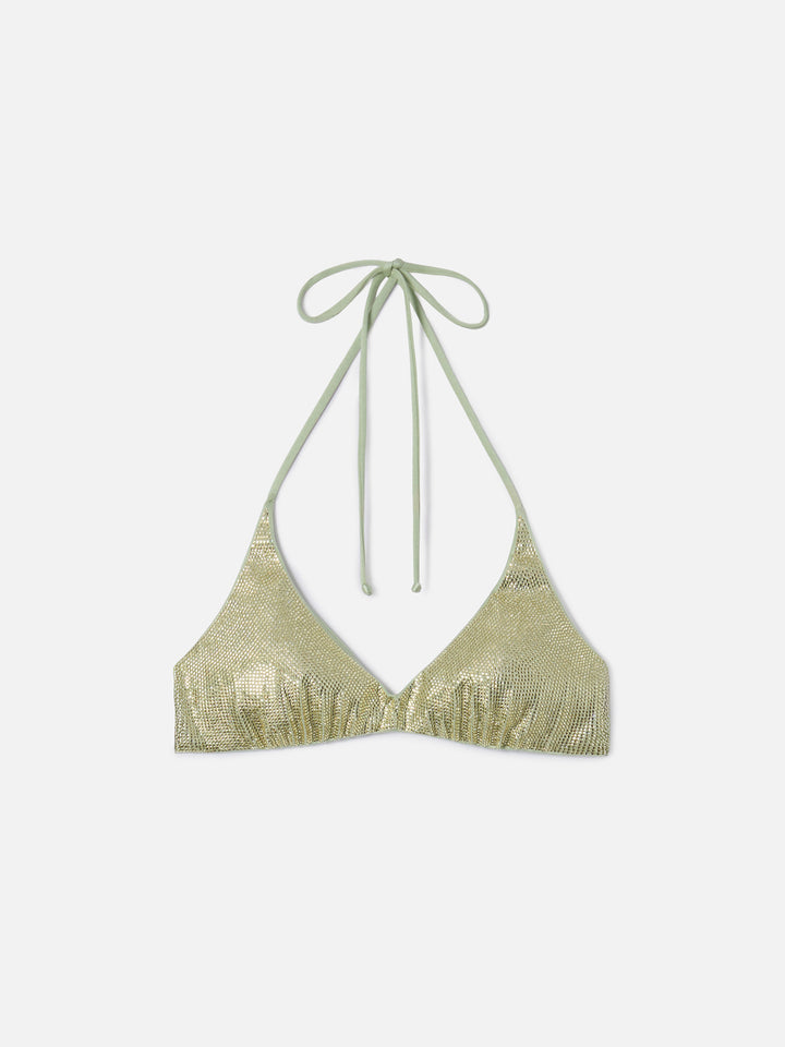 Hespera bralette bikini top in aqua green with applied rhinestones