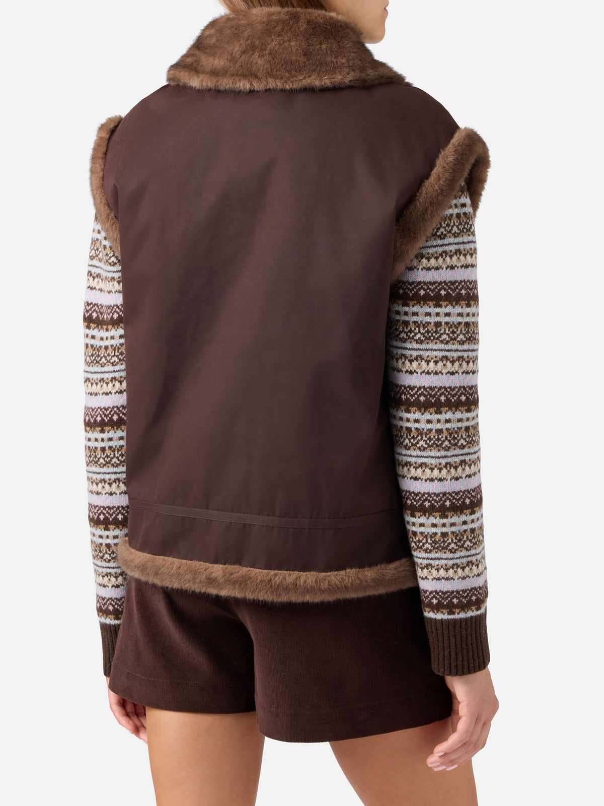 Chaleco reversible encerado Hesketh marrón oscuro con pelo sintético 