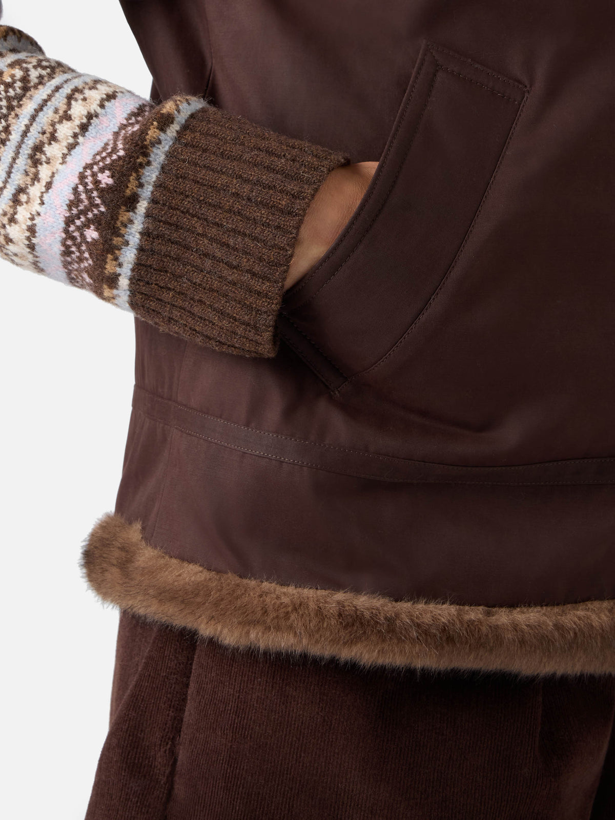 Chaleco reversible encerado Hesketh marrón oscuro con pelo sintético 