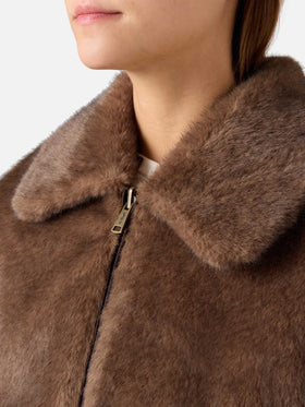 Chaleco reversible encerado Hesketh marrón oscuro con pelo sintético 