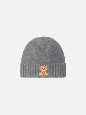 Holden cashmere-blend Beanie in grey with Trudi lion embroidery | TRUDI SPECIAL EDITION