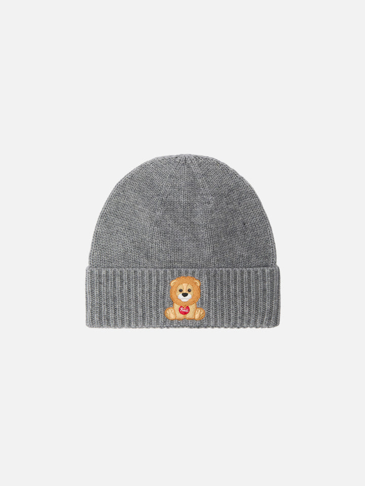 Holden cashmere-blend Beanie in grey with Trudi lion embroidery | TRUDI SPECIAL EDITION