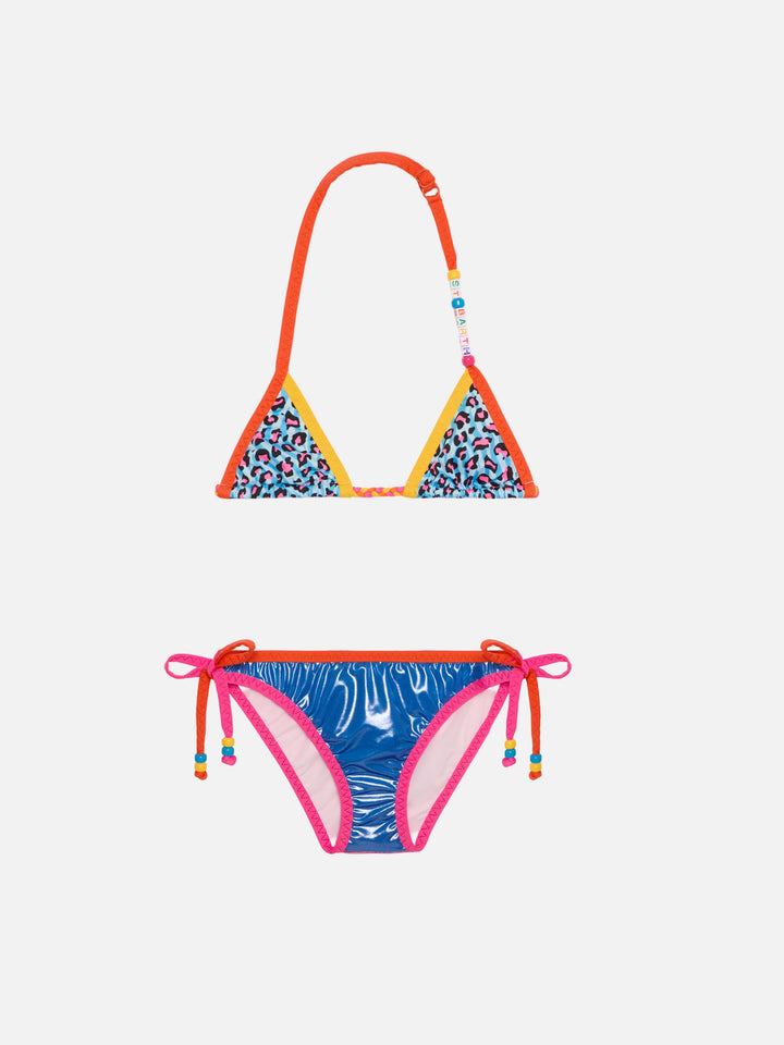 Mädchen-Triangel-Bikini mit Leopardenmuster