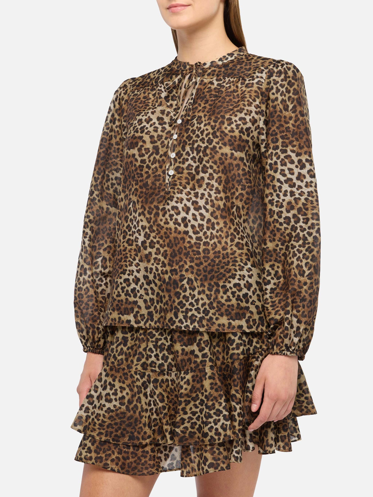 Bluse Harper aus Lurex-Seidenvoile mit Animalier-Print