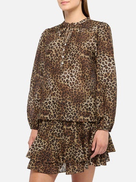 Bluse Harper aus Lurex-Seidenvoile mit Animalier-Print