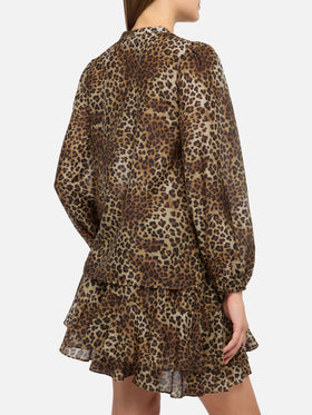 Bluse Harper aus Lurex-Seidenvoile mit Animalier-Print