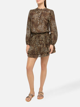 Bluse Harper aus Lurex-Seidenvoile mit Animalier-Print