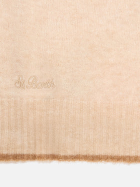 Capuche Harlow beige en mélange d’alpaga avec finitions contrastées 