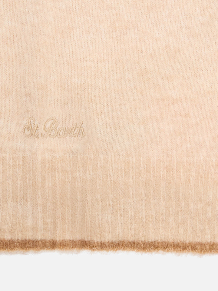 Beige Harlow Kapuze aus Alpaka-Mix mit kontrastierendem Besatz 