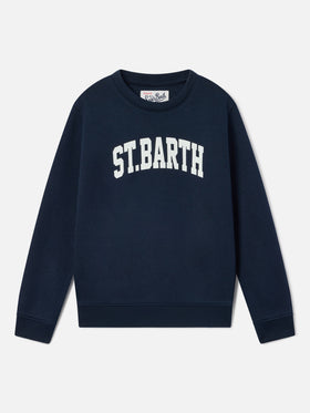 Navy blue Hutton cotton blend sweatshirt with St. Barth print