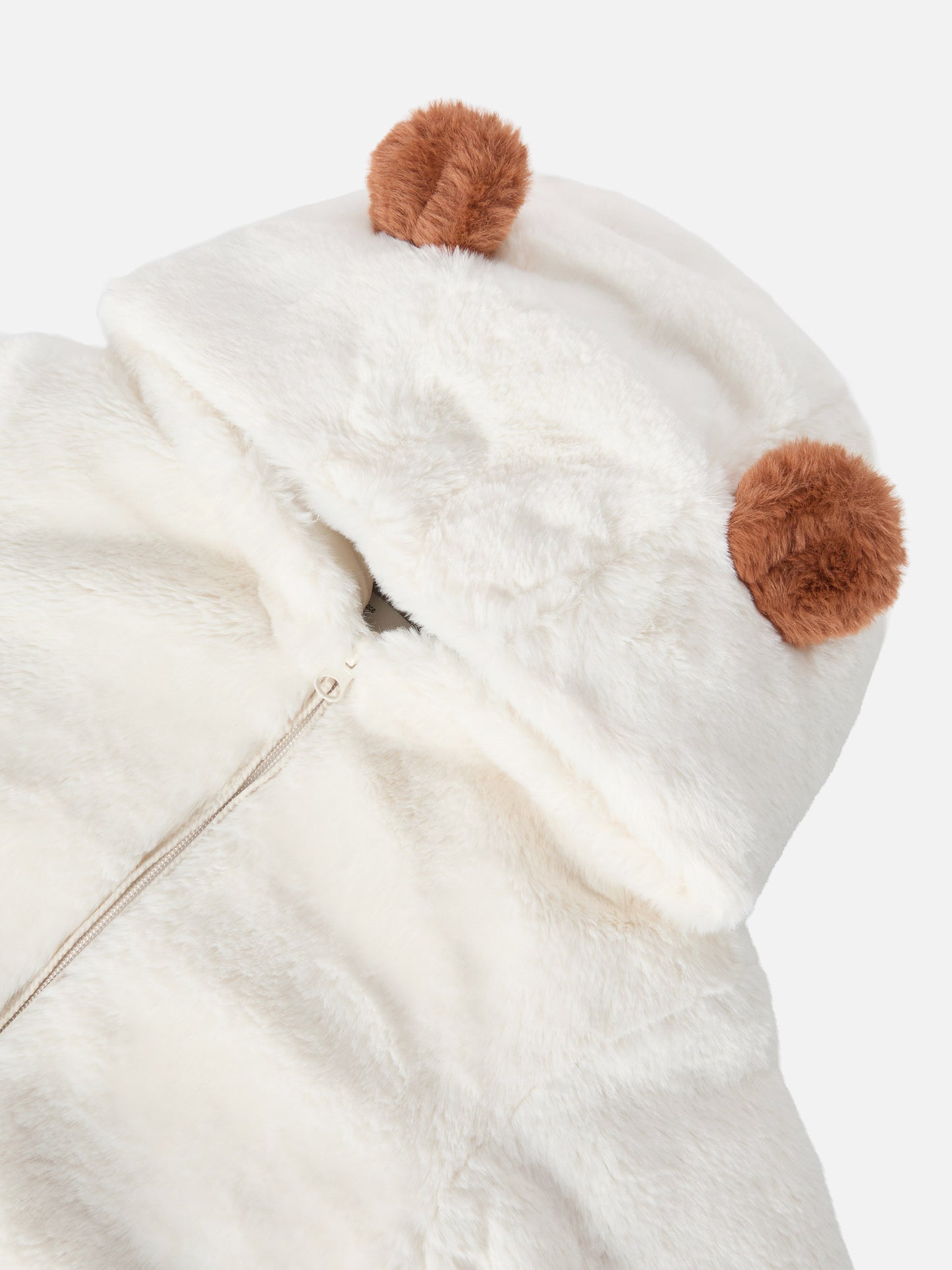 Faux-fur jacket with hood, ears and Trudi charm