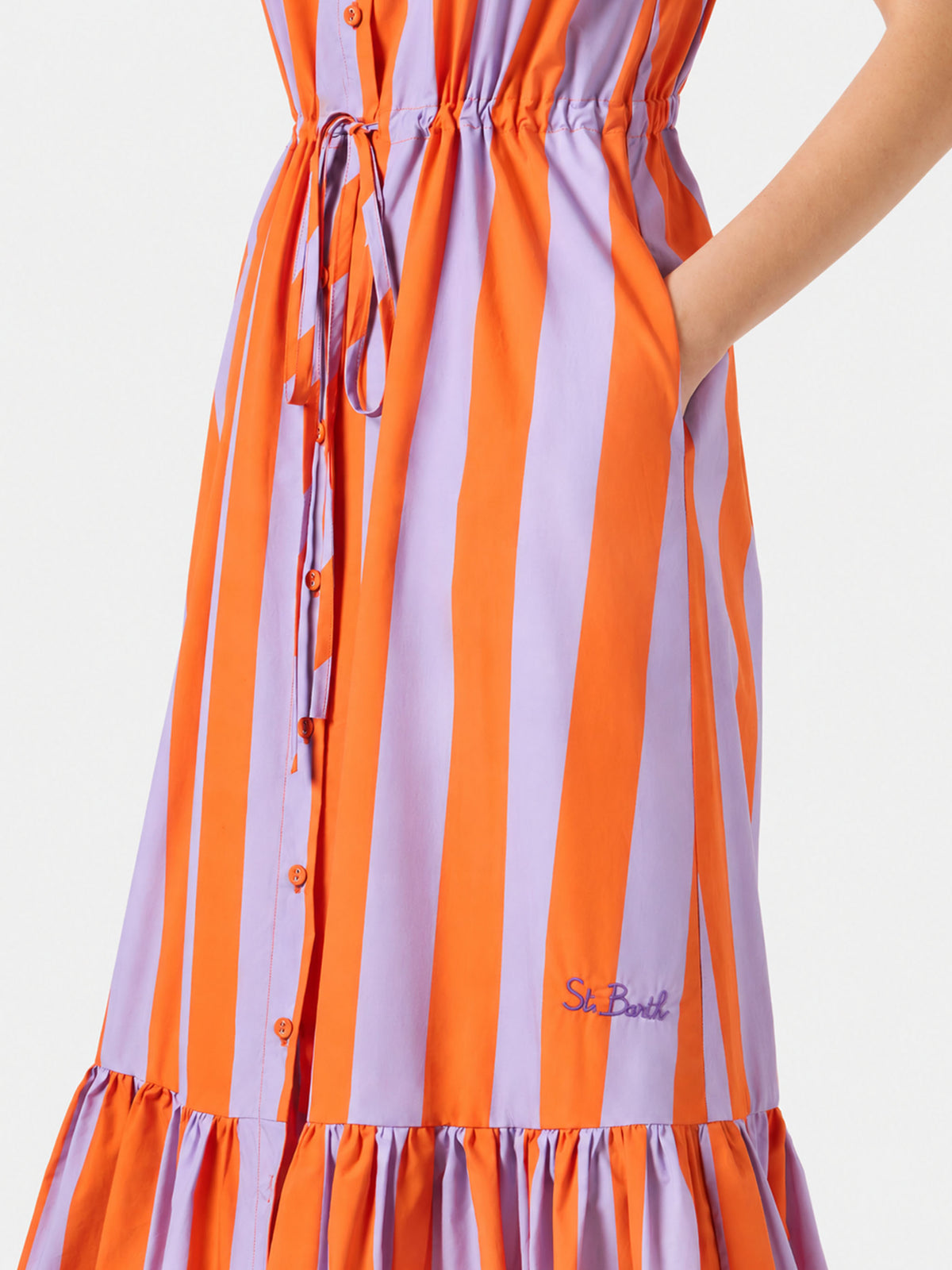 Robe longue Ida en coton à imprimé rayé 