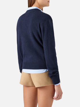 Marineblauer blue Sierra Cardigan aus Woll- und Kaschmirmischung mit Argyle-Muster 
