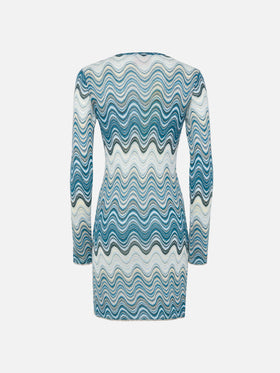 Imany raschel mini dress in teal hues