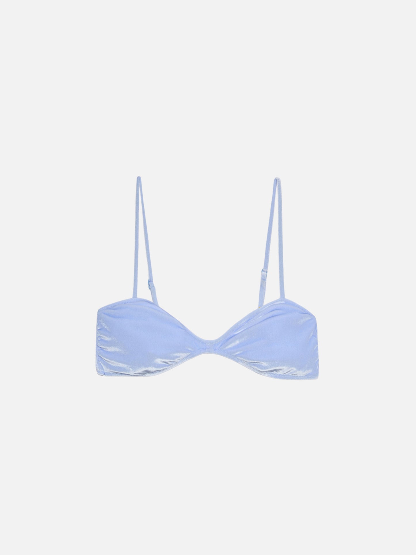 Ipanema scooped bralette top in light blue velvet