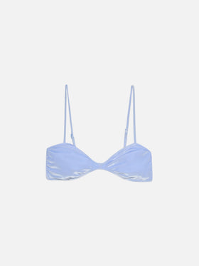 Ipanema scooped bralette top in light blue velvet