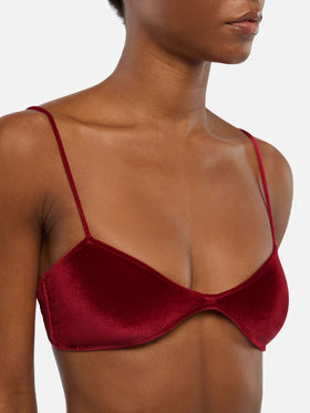 Ipanema scooped bralette top in brick red velvet