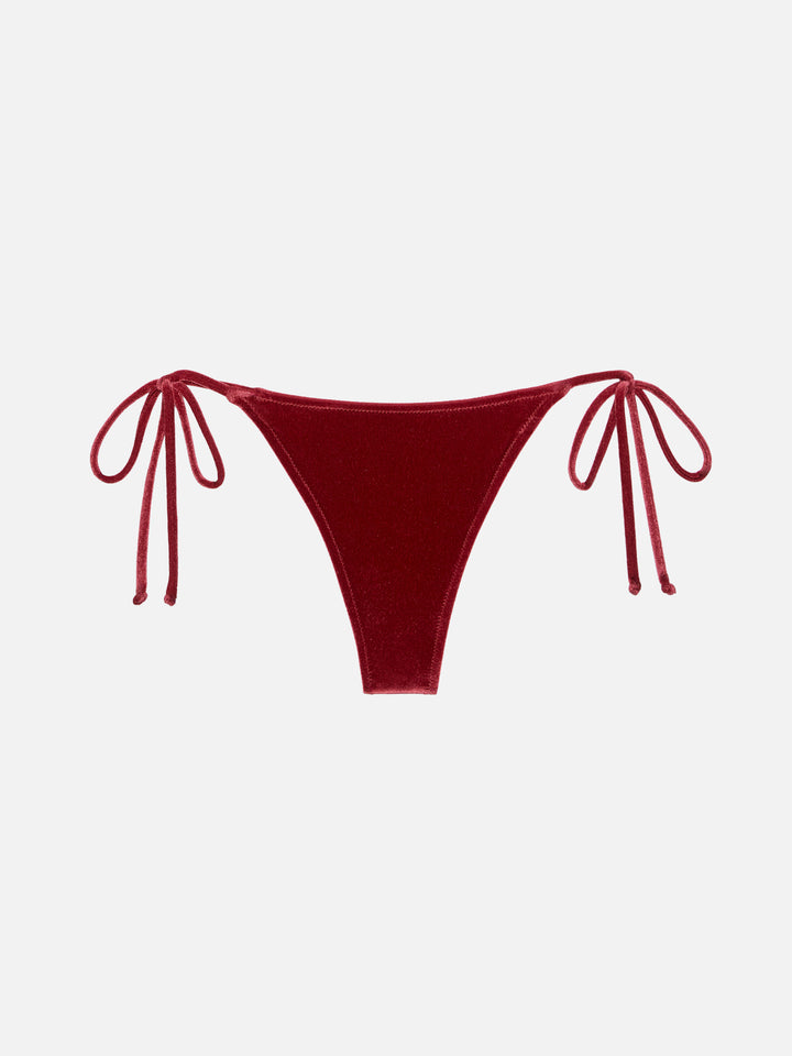 Norah velvet cheeky swim briefs in brick red