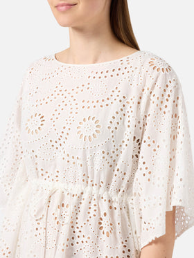 Kaftano corto Iria in tessuto sangallo bianco