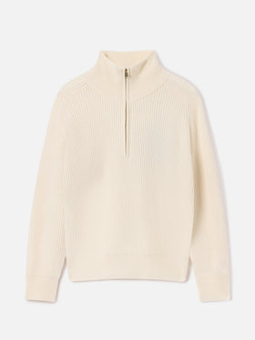 Off white Isalyn wool half-zip knit