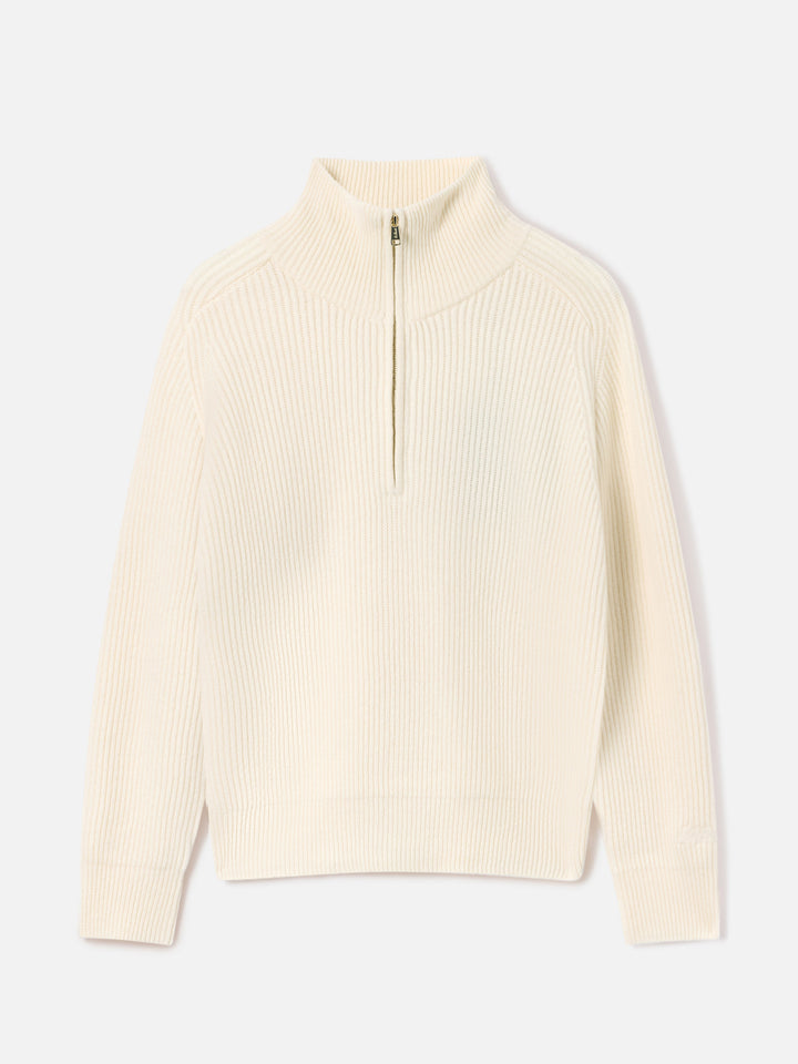 Punto de lana Isalyn off white con media cremallera 