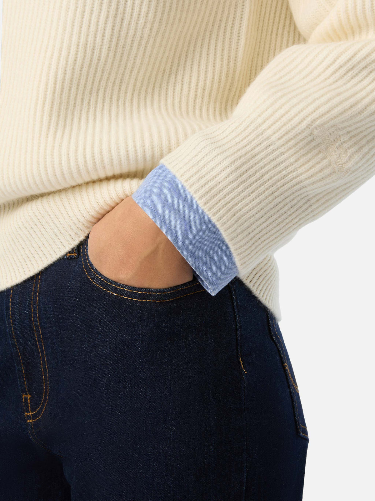 Off white Isalyn Wollstrick mit Half-Zip 