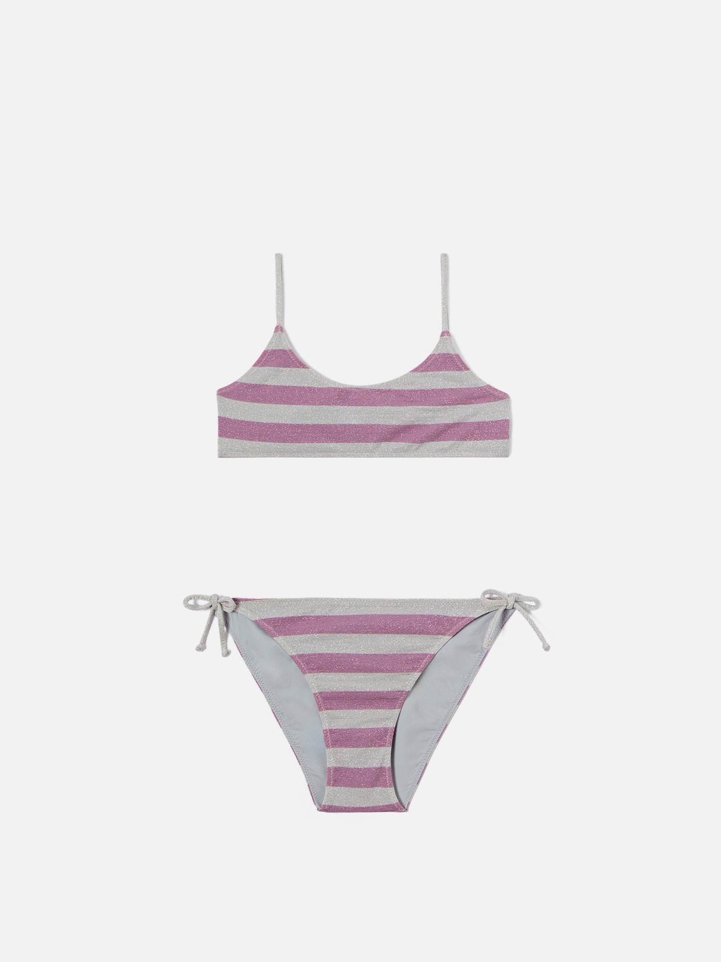 Jaiden pink and silver striped lurex bikini