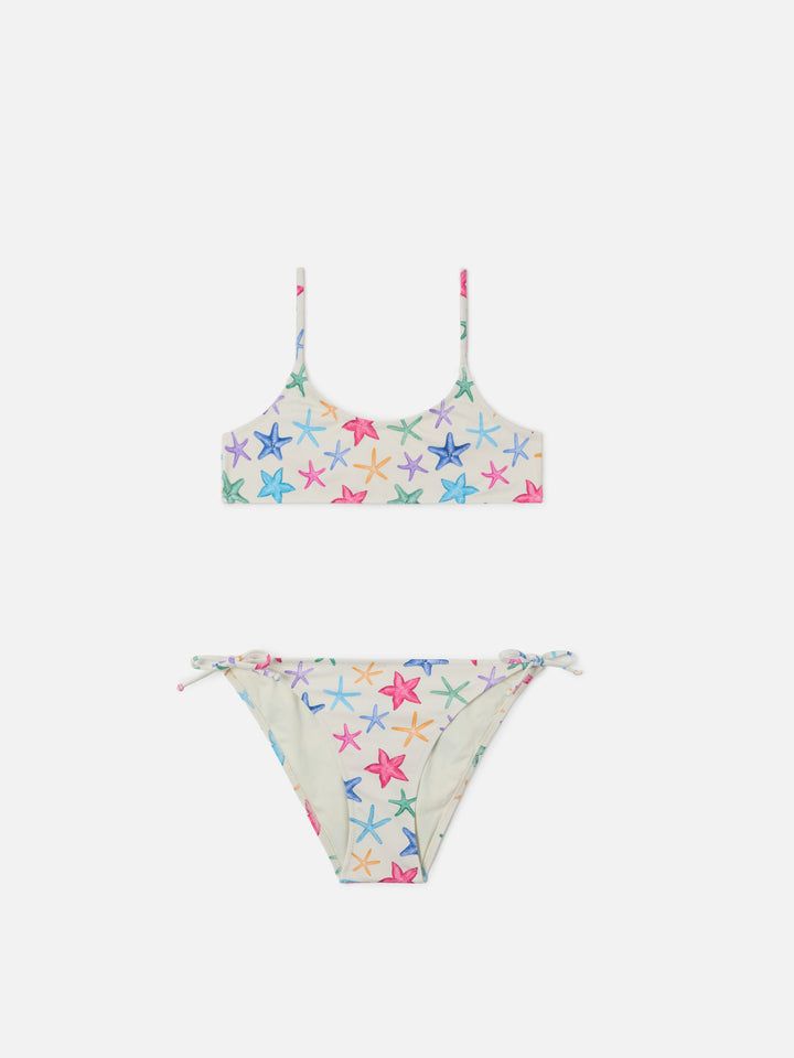 Jaiden cream bikini with multicolor starfish print