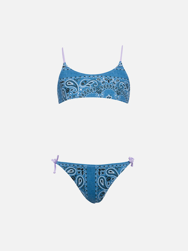 Girl denim bandanna bralette bikini Jaiden