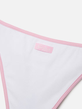 Jaiden String white bikini with animal print terry effect patch