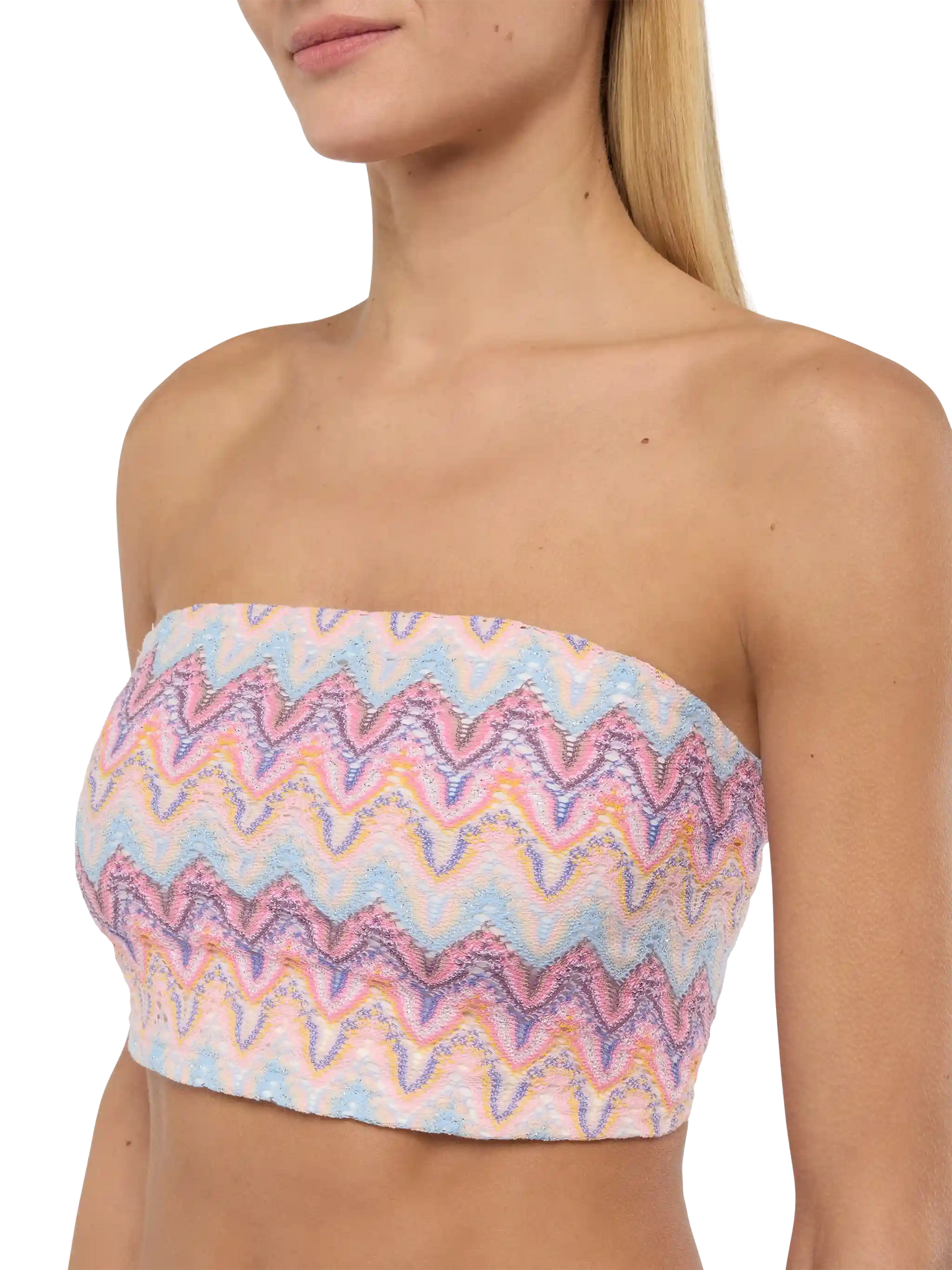 Top a fascia senza spalline con motivo chevron Jaclyn