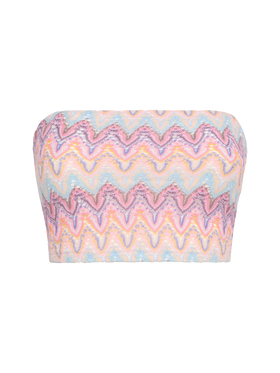 Top a fascia senza spalline con motivo chevron Jaclyn