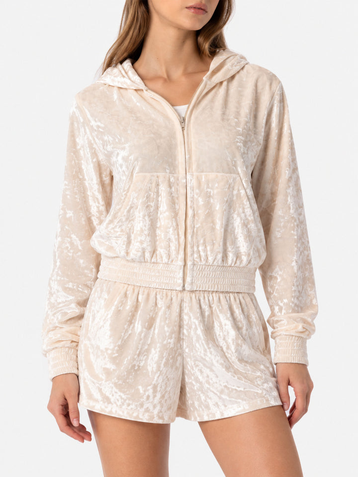 Jasmine pale yellow chenille zip hoodie