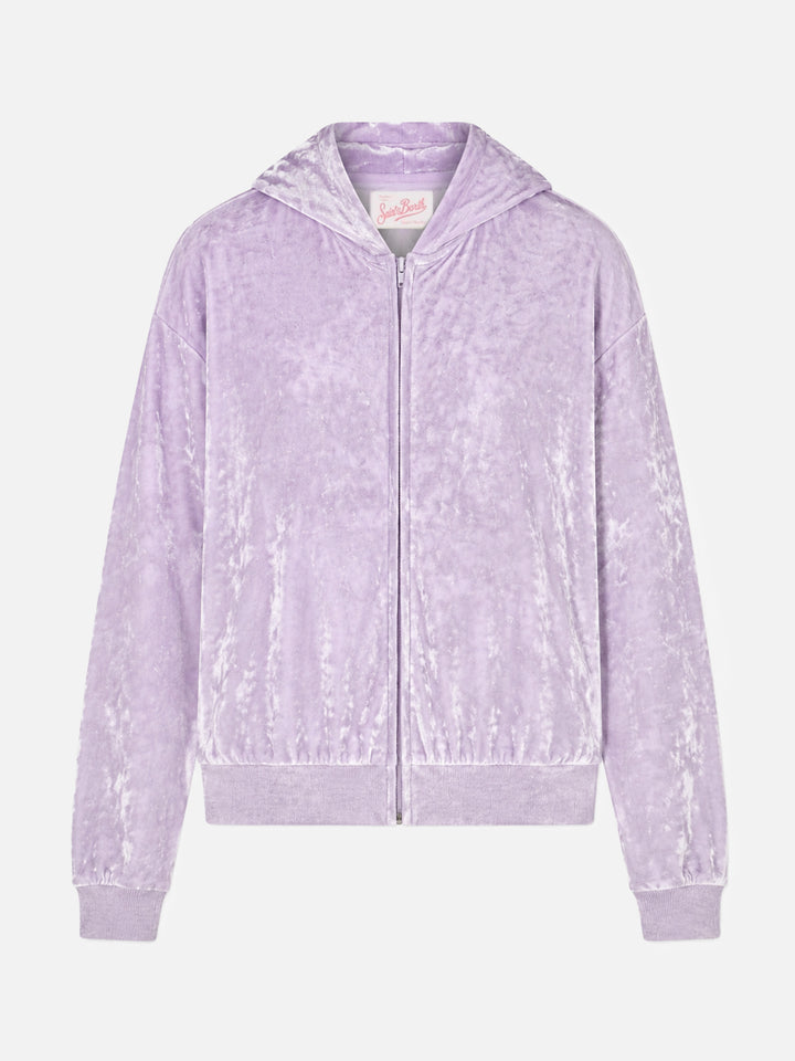 Felpa Jasmine in ciniglia lilla con zip