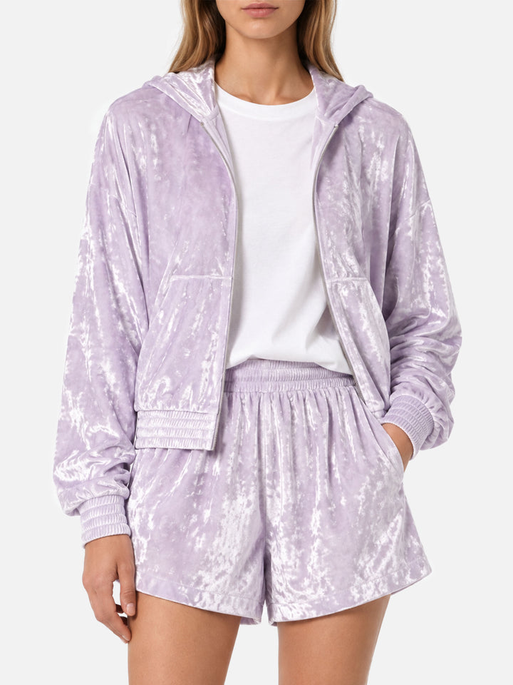 Felpa Jasmine in ciniglia lilla con zip