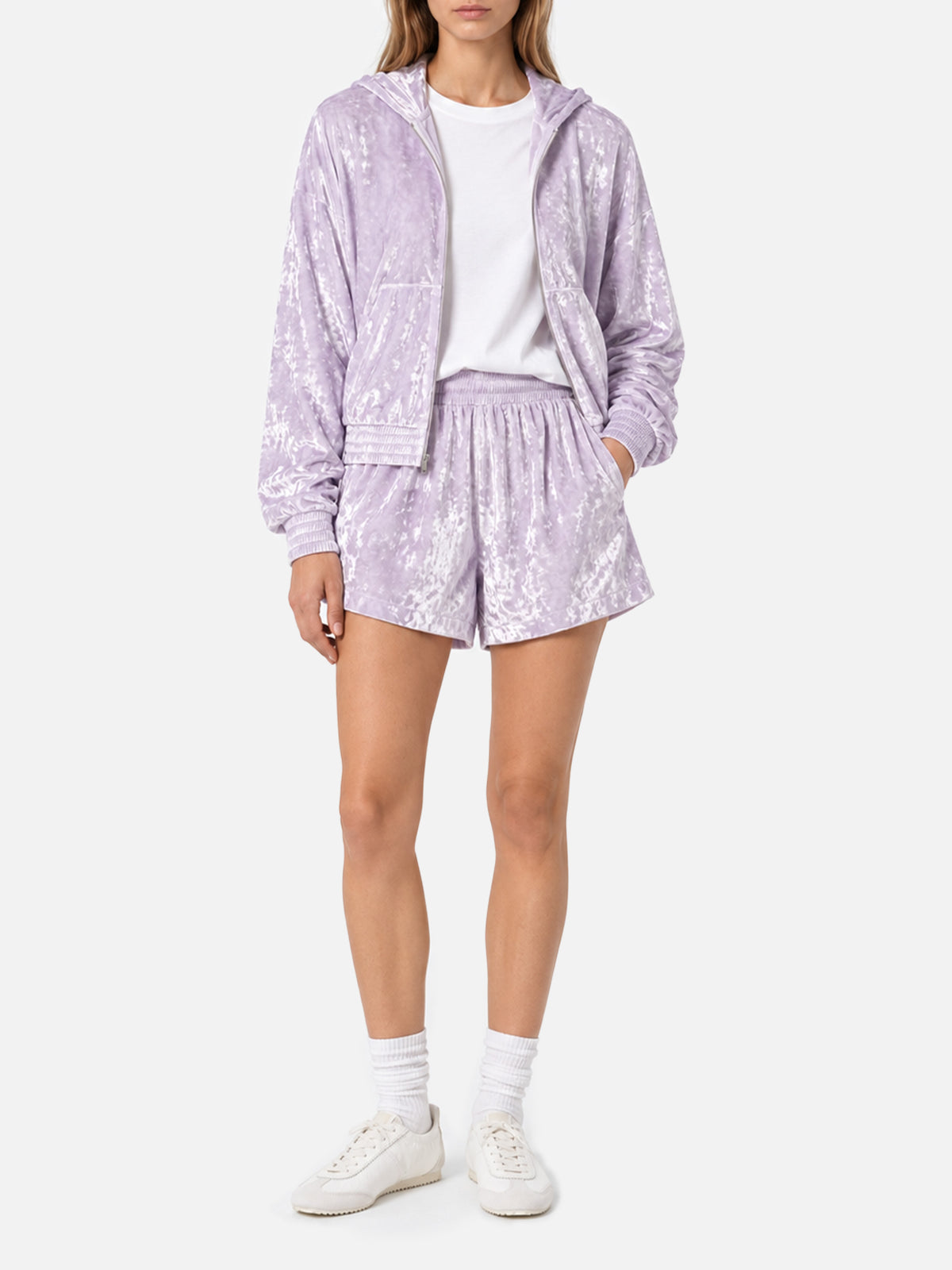 Sweat à capuche zippé en chenille lilas Jasmine 