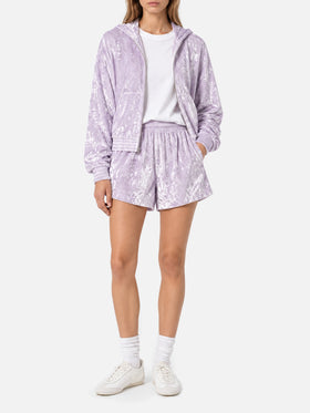 Sweat à capuche zippé en chenille lilas Jasmine 