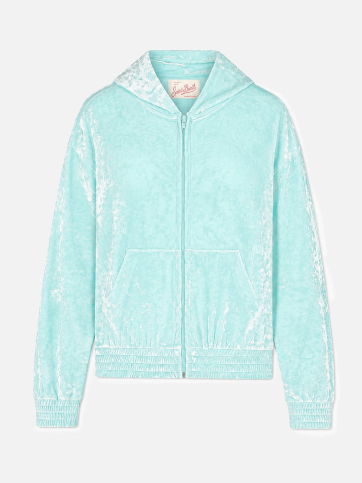 Water green chenille Jasmine zip hoodie